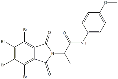 N-(4-methoxyphenyl)-2-(4,5,6,7-tetrabromo-1,3-dioxo-1,3-dihydro-2H-isoindol-2-yl)propanamide Struktur