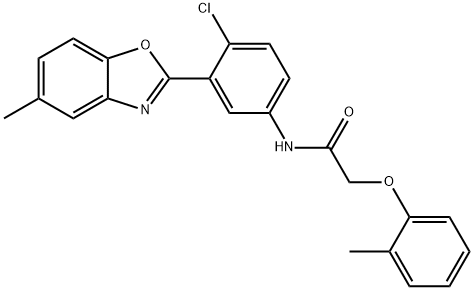 N-[4-chloro-3-(5-methyl-1,3-benzoxazol-2-yl)phenyl]-2-(2-methylphenoxy)acetamide Struktur