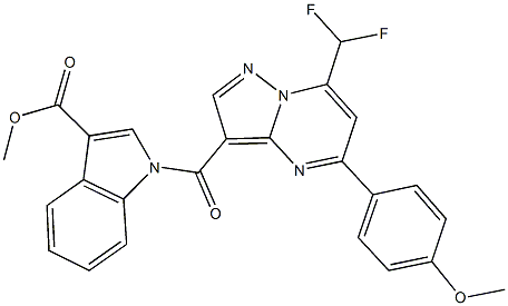 methyl 1-{[7-(difluoromethyl)-5-(4-methoxyphenyl)pyrazolo[1,5-a]pyrimidin-3-yl]carbonyl}-1H-indole-3-carboxylate Struktur