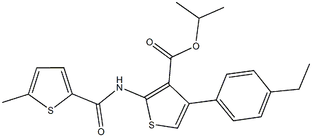 isopropyl 4-(4-ethylphenyl)-2-{[(5-methyl-2-thienyl)carbonyl]amino}-3-thiophenecarboxylate Struktur