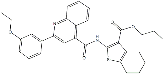 propyl 2-({[2-(3-ethoxyphenyl)-4-quinolinyl]carbonyl}amino)-4,5,6,7-tetrahydro-1-benzothiophene-3-carboxylate Struktur