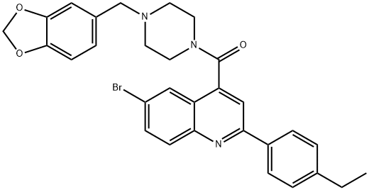 4-{[4-(1,3-benzodioxol-5-ylmethyl)-1-piperazinyl]carbonyl}-6-bromo-2-(4-ethylphenyl)quinoline Struktur