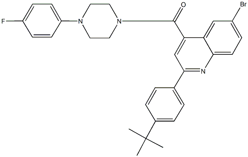 6-bromo-2-(4-tert-butylphenyl)-4-{[4-(4-fluorophenyl)-1-piperazinyl]carbonyl}quinoline Struktur