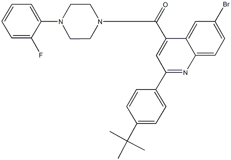 6-bromo-2-(4-tert-butylphenyl)-4-{[4-(2-fluorophenyl)-1-piperazinyl]carbonyl}quinoline Struktur