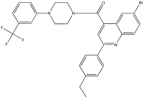 6-bromo-2-(4-ethylphenyl)-4-({4-[3-(trifluoromethyl)phenyl]-1-piperazinyl}carbonyl)quinoline Struktur