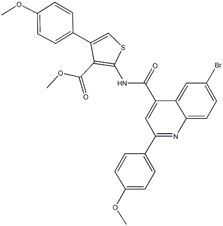 methyl 2-({[6-bromo-2-(4-methoxyphenyl)-4-quinolinyl]carbonyl}amino)-4-(4-methoxyphenyl)-3-thiophenecarboxylate Struktur