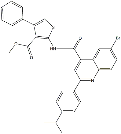 methyl 2-({[6-bromo-2-(4-isopropylphenyl)-4-quinolinyl]carbonyl}amino)-4-phenyl-3-thiophenecarboxylate Struktur