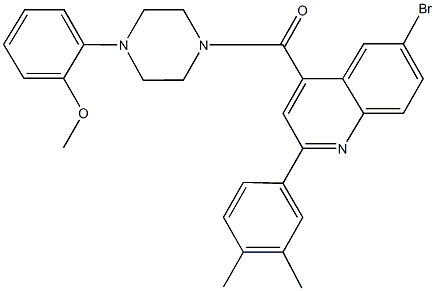 6-bromo-2-(3,4-dimethylphenyl)-4-{[4-(2-methoxyphenyl)-1-piperazinyl]carbonyl}quinoline Struktur