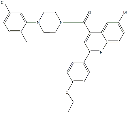 6-bromo-4-{[4-(5-chloro-2-methylphenyl)-1-piperazinyl]carbonyl}-2-(4-ethoxyphenyl)quinoline Struktur