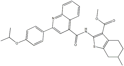 methyl 2-({[2-(4-isopropoxyphenyl)-4-quinolinyl]carbonyl}amino)-6-methyl-4,5,6,7-tetrahydro-1-benzothiophene-3-carboxylate Struktur