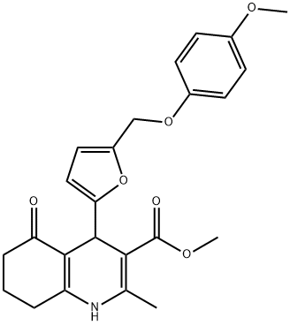 methyl 4-{5-[(4-methoxyphenoxy)methyl]-2-furyl}-2-methyl-5-oxo-1,4,5,6,7,8-hexahydro-3-quinolinecarboxylate Struktur