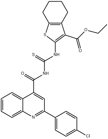 ethyl 2-{[({[2-(4-chlorophenyl)-4-quinolinyl]carbonyl}amino)carbothioyl]amino}-4,5,6,7-tetrahydro-1-benzothiophene-3-carboxylate Struktur