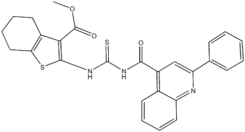 methyl 2-[({[(2-phenyl-4-quinolinyl)carbonyl]amino}carbothioyl)amino]-4,5,6,7-tetrahydro-1-benzothiophene-3-carboxylate Struktur