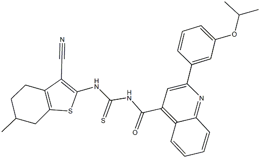 N-(3-cyano-6-methyl-4,5,6,7-tetrahydro-1-benzothien-2-yl)-N'-{[2-(3-isopropoxyphenyl)-4-quinolinyl]carbonyl}thiourea Struktur