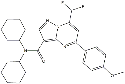 N,N-dicyclohexyl-7-(difluoromethyl)-5-(4-methoxyphenyl)pyrazolo[1,5-a]pyrimidine-3-carboxamide Struktur