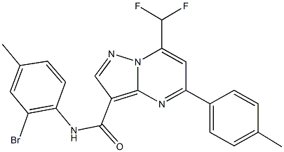 N-(2-bromo-4-methylphenyl)-7-(difluoromethyl)-5-(4-methylphenyl)pyrazolo[1,5-a]pyrimidine-3-carboxamide Struktur