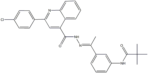 N-[3-(N-{[2-(4-chlorophenyl)-4-quinolinyl]carbonyl}ethanehydrazonoyl)phenyl]-2,2-dimethylpropanamide Struktur