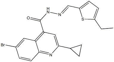 6-bromo-2-cyclopropyl-N'-[(5-ethyl-2-thienyl)methylene]-4-quinolinecarbohydrazide Struktur