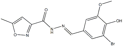 N'-(3-bromo-4-hydroxy-5-methoxybenzylidene)-5-methyl-3-isoxazolecarbohydrazide Struktur