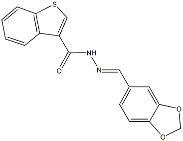 N'-(1,3-benzodioxol-5-ylmethylene)-1-benzothiophene-3-carbohydrazide Struktur