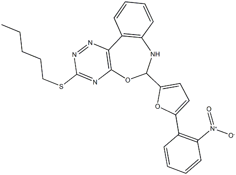 6-(5-{2-nitrophenyl}-2-furyl)-3-(pentylsulfanyl)-6,7-dihydro[1,2,4]triazino[5,6-d][3,1]benzoxazepine Struktur