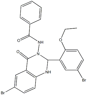 N-(6-bromo-2-(5-bromo-2-ethoxyphenyl)-4-oxo-1,4-dihydro-3(2H)-quinazolinyl)benzamide Struktur