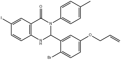 2-[5-(allyloxy)-2-bromophenyl]-6-iodo-3-(4-methylphenyl)-2,3-dihydro-4(1H)-quinazolinone Struktur