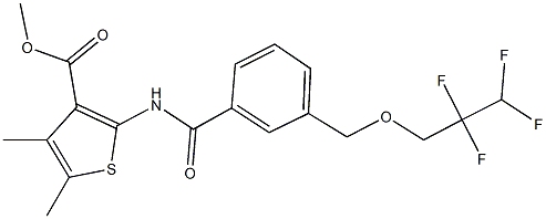 methyl 4,5-dimethyl-2-({3-[(2,2,3,3-tetrafluoropropoxy)methyl]benzoyl}amino)-3-thiophenecarboxylate Struktur