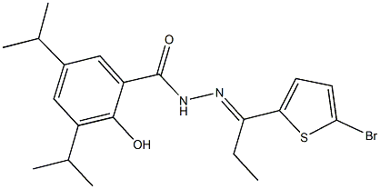 N'-[1-(5-bromo-2-thienyl)propylidene]-2-hydroxy-3,5-diisopropylbenzohydrazide Struktur