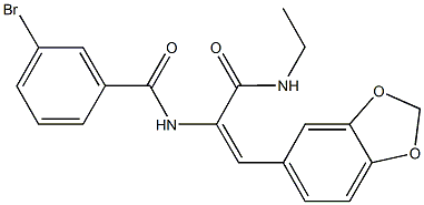 N-{2-(1,3-benzodioxol-5-yl)-1-[(ethylamino)carbonyl]vinyl}-3-bromobenzamide Struktur