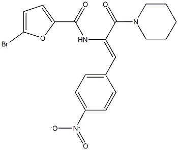 5-bromo-N-[2-{4-nitrophenyl}-1-(1-piperidinylcarbonyl)vinyl]-2-furamide Struktur