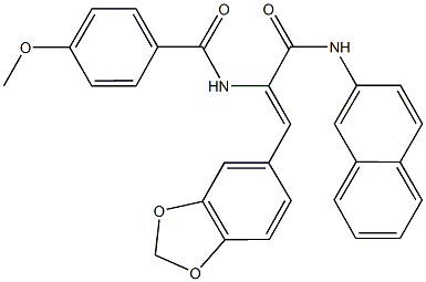 N-{2-(1,3-benzodioxol-5-yl)-1-[(2-naphthylamino)carbonyl]vinyl}-4-methoxybenzamide Struktur