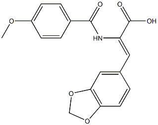 3-(1,3-benzodioxol-5-yl)-2-[(4-methoxybenzoyl)amino]acrylic acid Struktur