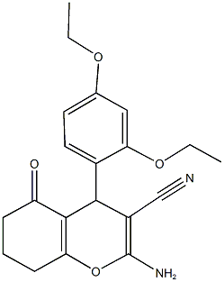 2-amino-4-(2,4-diethoxyphenyl)-5-oxo-5,6,7,8-tetrahydro-4H-chromene-3-carbonitrile Struktur