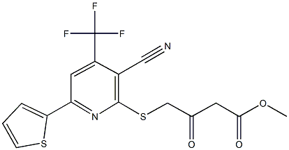 methyl 4-{[3-cyano-6-(2-thienyl)-4-(trifluoromethyl)-2-pyridinyl]sulfanyl}-3-oxobutanoate Struktur