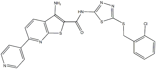 3-amino-N-{5-[(2-chlorobenzyl)sulfanyl]-1,3,4-thiadiazol-2-yl}-6-(4-pyridinyl)thieno[2,3-b]pyridine-2-carboxamide Struktur