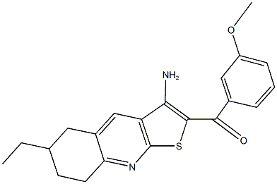 (3-amino-6-ethyl-5,6,7,8-tetrahydrothieno[2,3-b]quinolin-2-yl)(3-methoxyphenyl)methanone Struktur