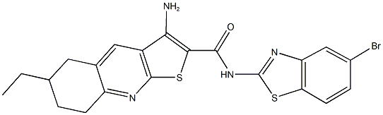 3-amino-N-(5-bromo-1,3-benzothiazol-2-yl)-6-ethyl-5,6,7,8-tetrahydrothieno[2,3-b]quinoline-2-carboxamide Struktur