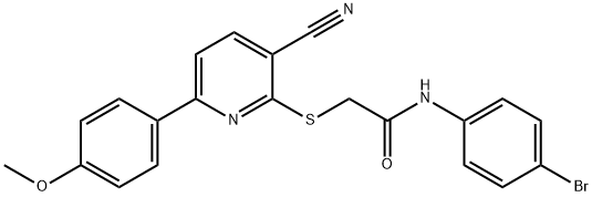 N-(4-bromophenyl)-2-{[3-cyano-6-(4-methoxyphenyl)-2-pyridinyl]sulfanyl}acetamide Struktur