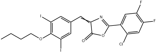 4-(4-butoxy-3,5-diiodobenzylidene)-2-(2-chloro-4,5-difluorophenyl)-1,3-oxazol-5(4H)-one Struktur