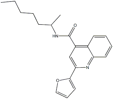 2-(2-furyl)-N-(1-methylhexyl)-4-quinolinecarboxamide Struktur