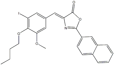 4-(4-butoxy-3-iodo-5-methoxybenzylidene)-2-(2-naphthyl)-1,3-oxazol-5(4H)-one Struktur