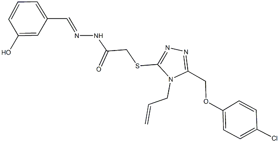 2-({4-allyl-5-[(4-chlorophenoxy)methyl]-4H-1,2,4-triazol-3-yl}sulfanyl)-N'-(3-hydroxybenzylidene)acetohydrazide Struktur