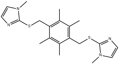 1-methyl-2-[(2,3,5,6-tetramethyl-4-{[(1-methyl-1H-imidazol-2-yl)sulfanyl]methyl}benzyl)sulfanyl]-1H-imidazole Struktur