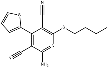 2-amino-6-(butylsulfanyl)-4-(2-thienyl)-3,5-pyridinedicarbonitrile Struktur