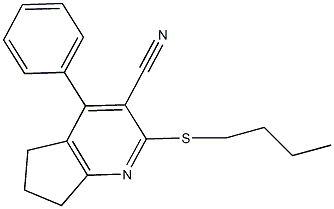 2-(butylsulfanyl)-4-phenyl-6,7-dihydro-5H-cyclopenta[b]pyridine-3-carbonitrile Struktur