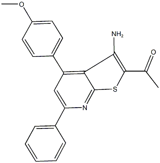 1-[3-amino-4-(4-methoxyphenyl)-6-phenylthieno[2,3-b]pyridin-2-yl]ethanone Struktur