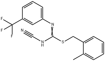 2-methylbenzyl N'-cyano-N-[3-(trifluoromethyl)phenyl]imidothiocarbamate Struktur