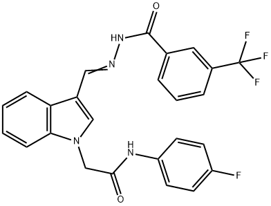 N-(4-fluorophenyl)-2-(3-{2-[3-(trifluoromethyl)benzoyl]carbohydrazonoyl}-1H-indol-1-yl)acetamide Struktur