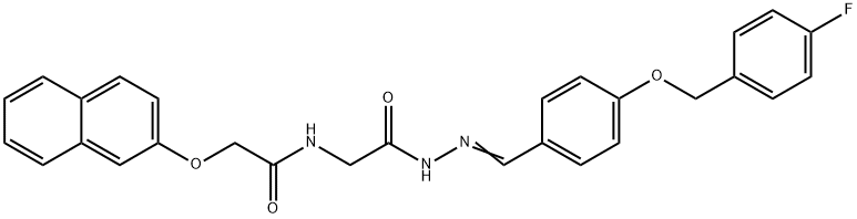 N-[2-(2-{4-[(4-fluorobenzyl)oxy]benzylidene}hydrazino)-2-oxoethyl]-2-(2-naphthyloxy)acetamide Struktur